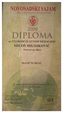Diploma za maticnu mlec - Milojkovic Milos